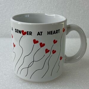Vintage Ceramic Seamstress "A SEWER AT HEART" Coffee Tea Mug Cup 12 Oz